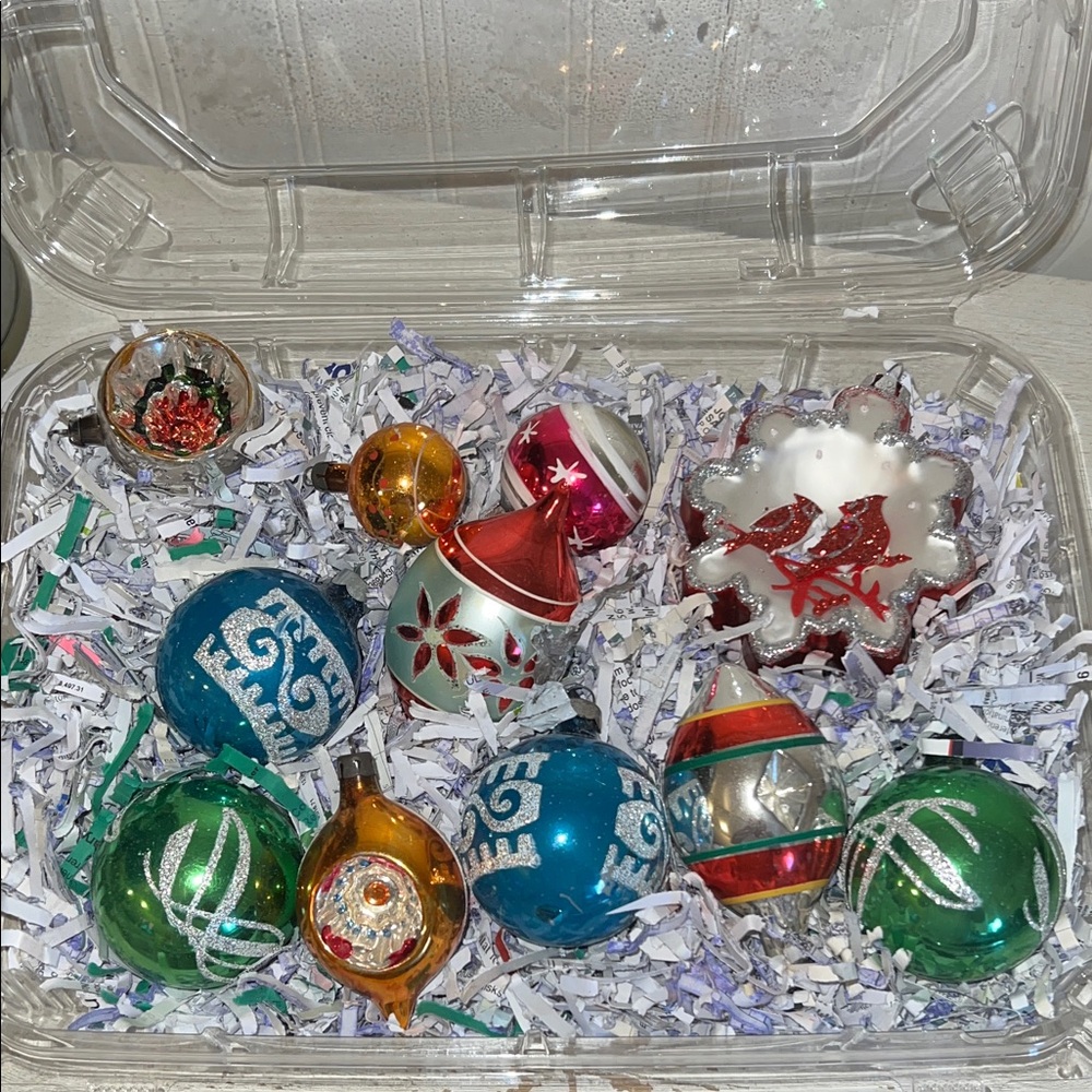 Mixed lot Vintage Mercury glass Christmas Ornaments indents